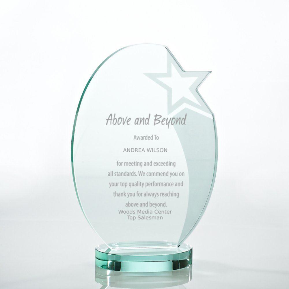 View larger image of Premium Jade Trophy - Etched Oval Star